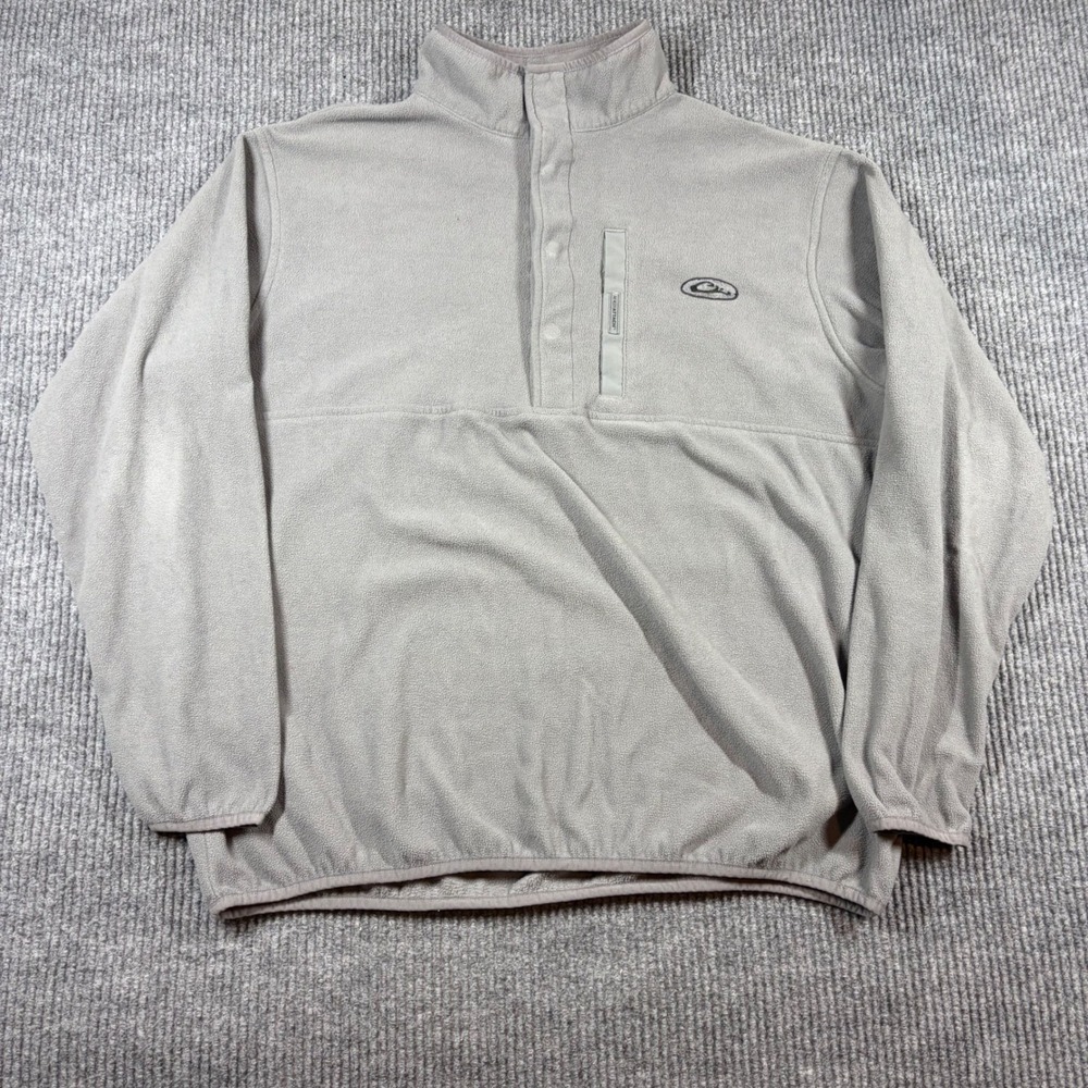 Drake Waterfowl Pullover Men's‎ 2XL Gray Fleece Quarter Snap Magnattach Pocket
